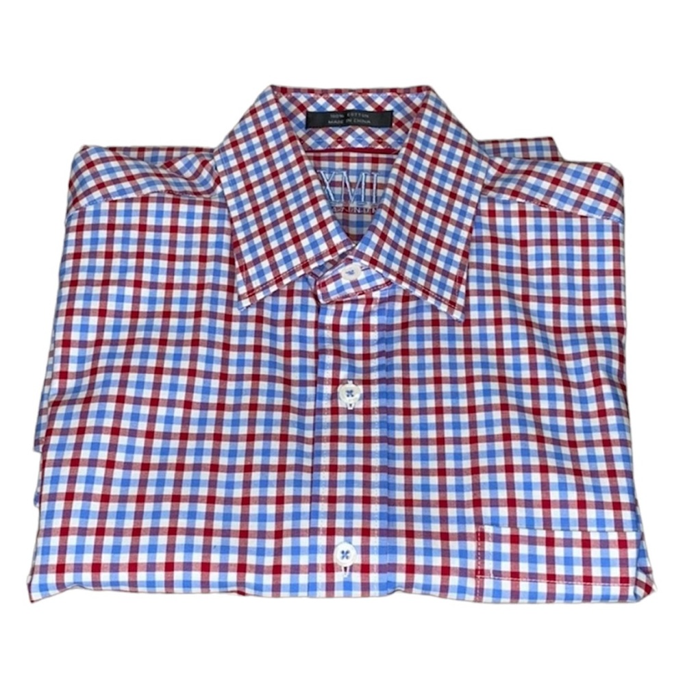 XMI Platinum 100 Cotton Blue/Red Dress Shirt 15.5